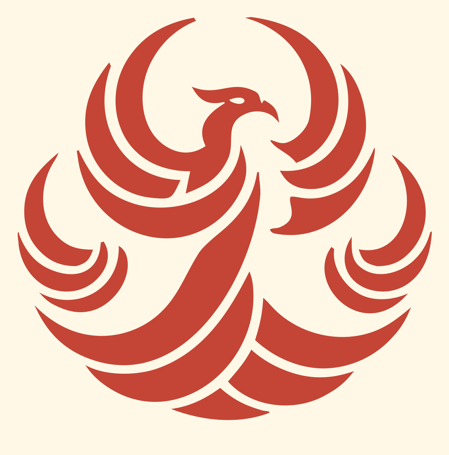 Tribal Phoenix Flame Crest #fff8e7/#c44536