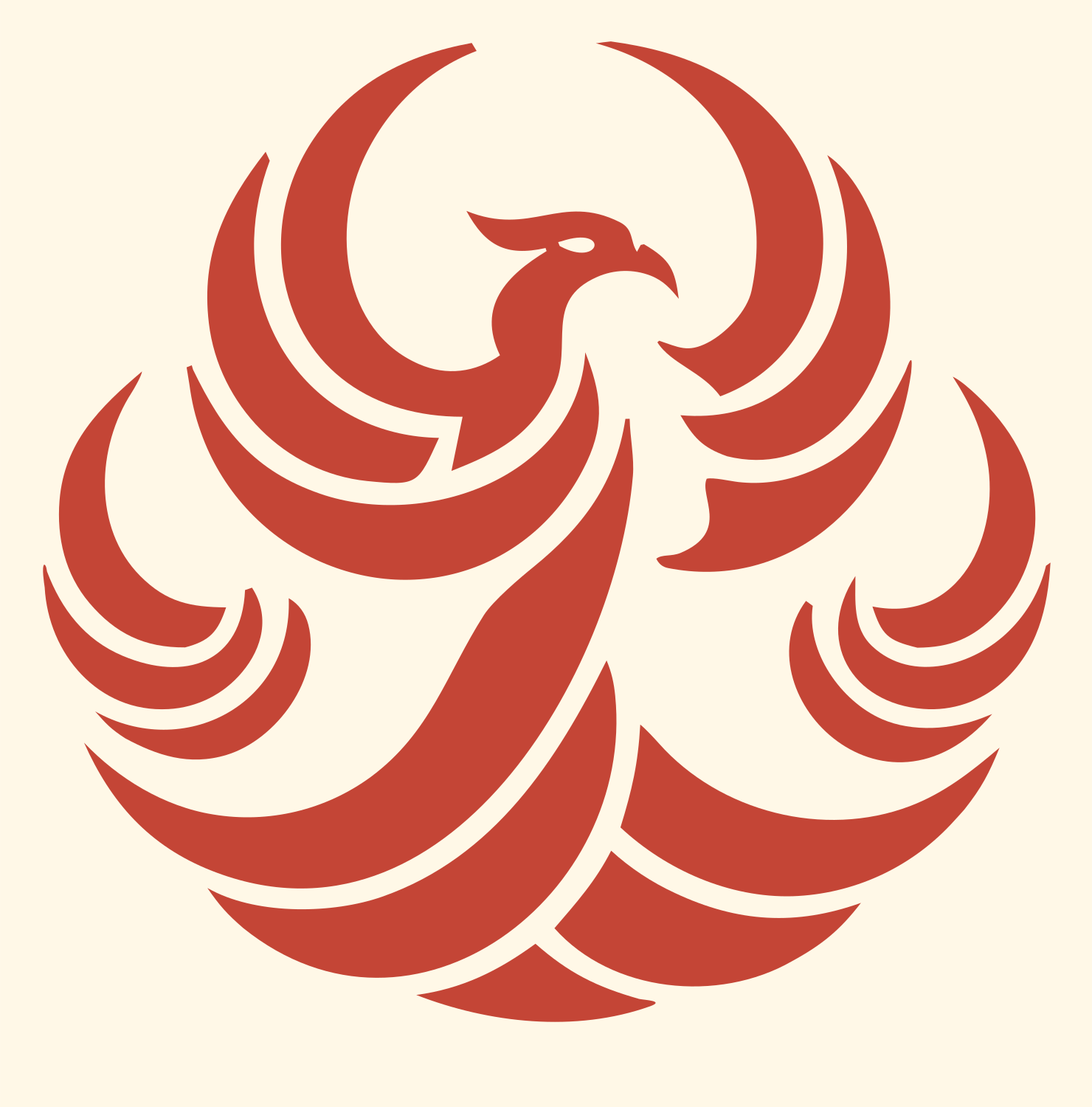 Tribal Phoenix Flame Crest #fff8e7/#c44536