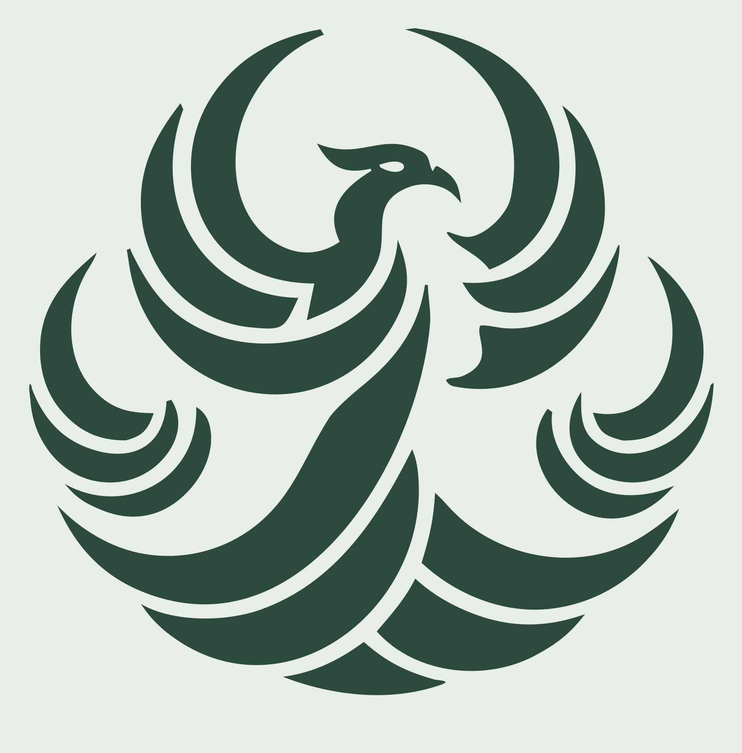 Tribal Phoenix Flame Crest #e8efe9/#2d4a3e