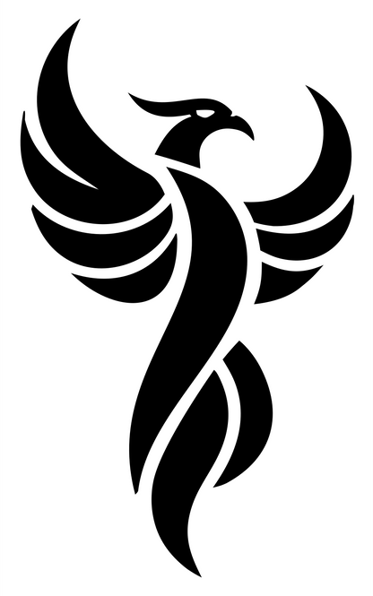 Soaring Phoenix Bird Logo #ffffff/#000000
