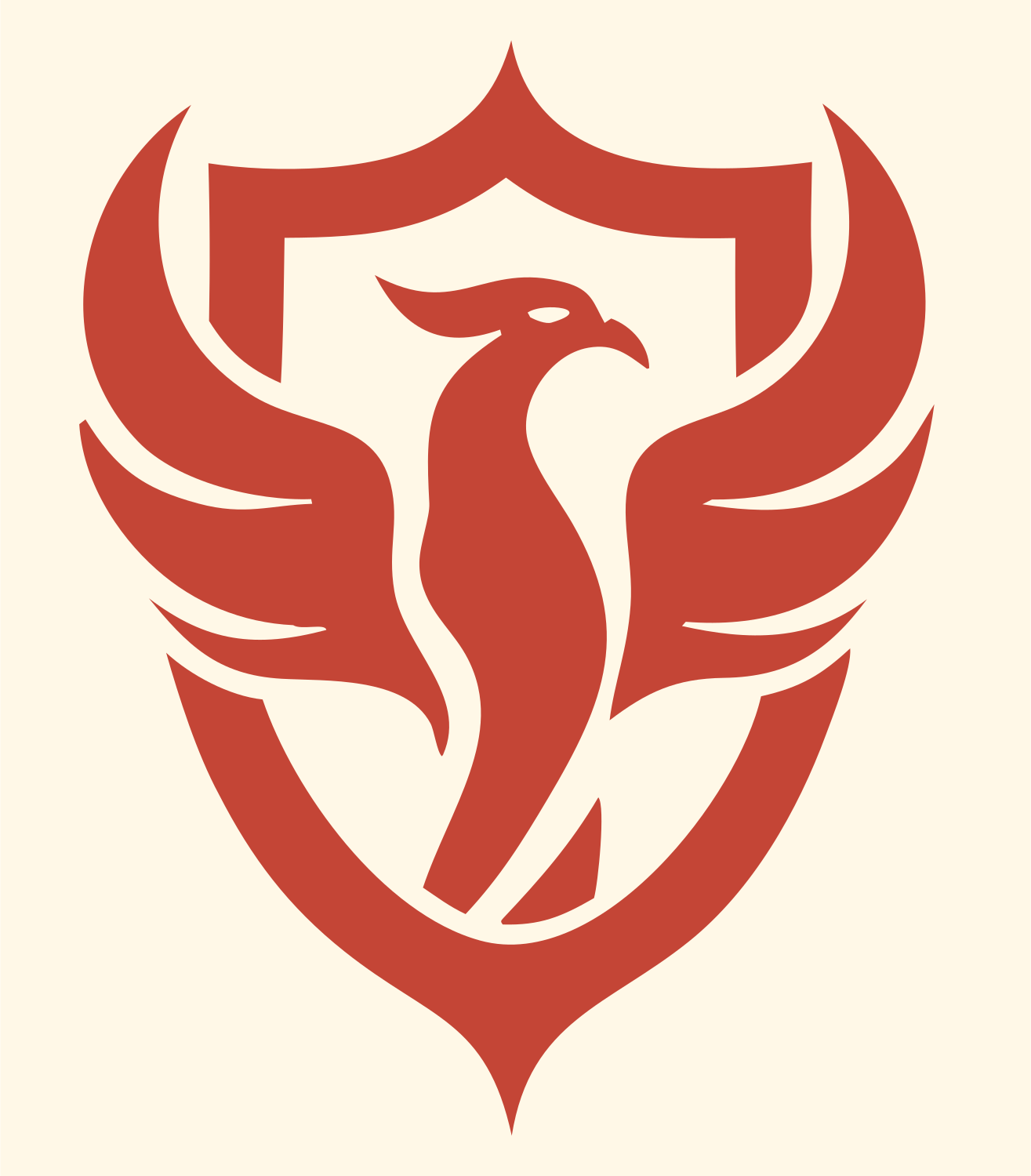 Phoenix Shield Crest #fff8e7/#c44536