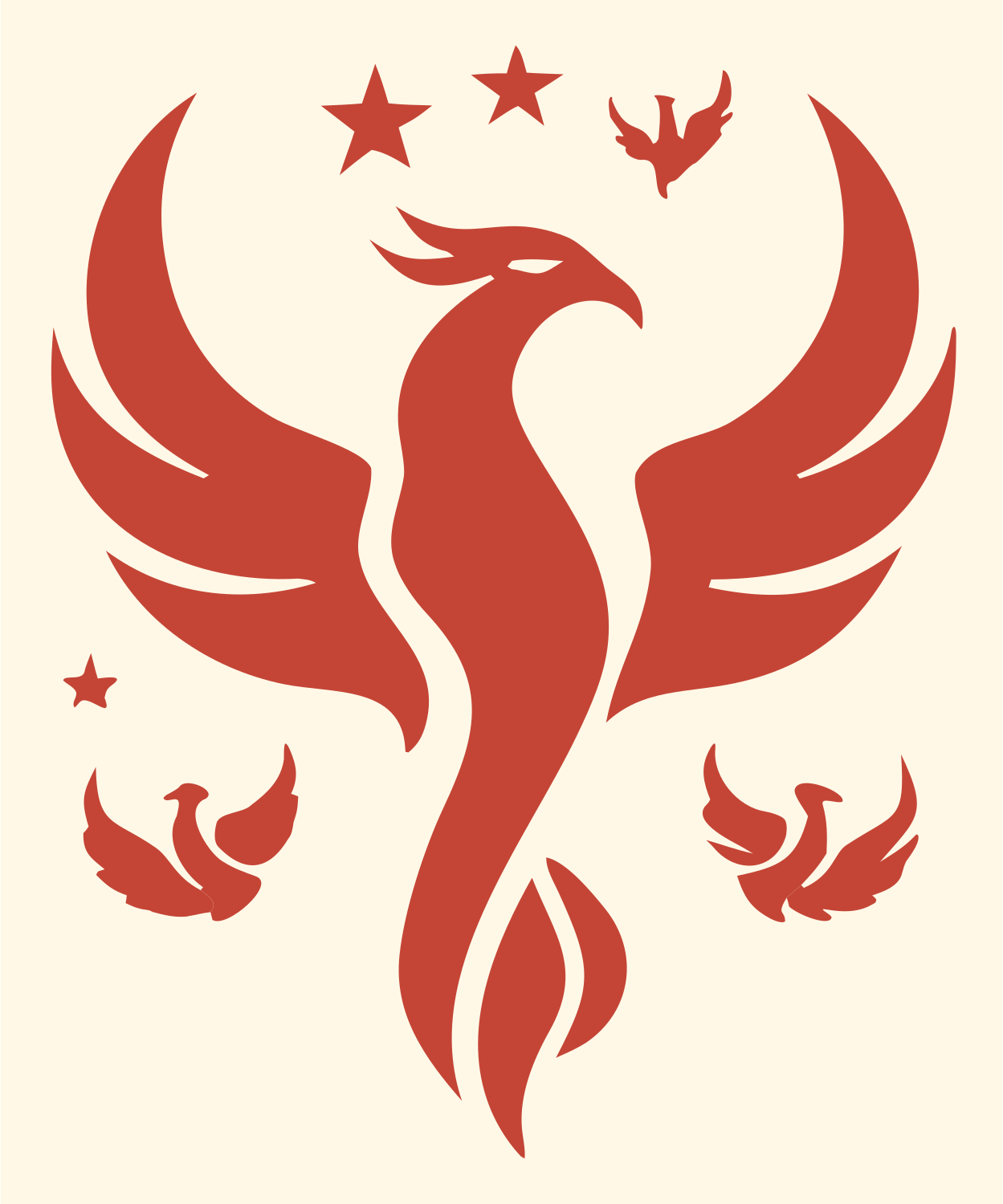 Phoenix Constellation Flock Badge #fff8e7/#c44536