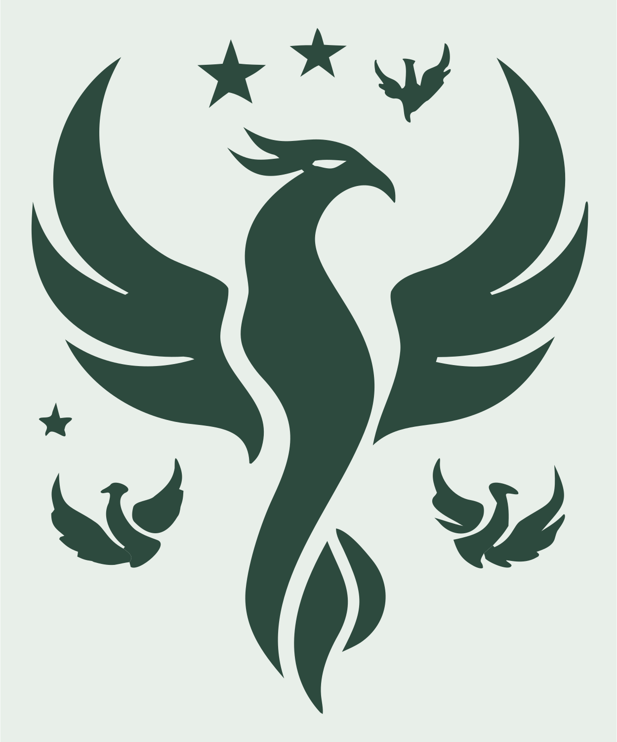 Phoenix Constellation Flock Badge #e8efe9/#2d4a3e
