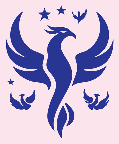 Phoenix Constellation Flock Badge #fce4ec/#283593