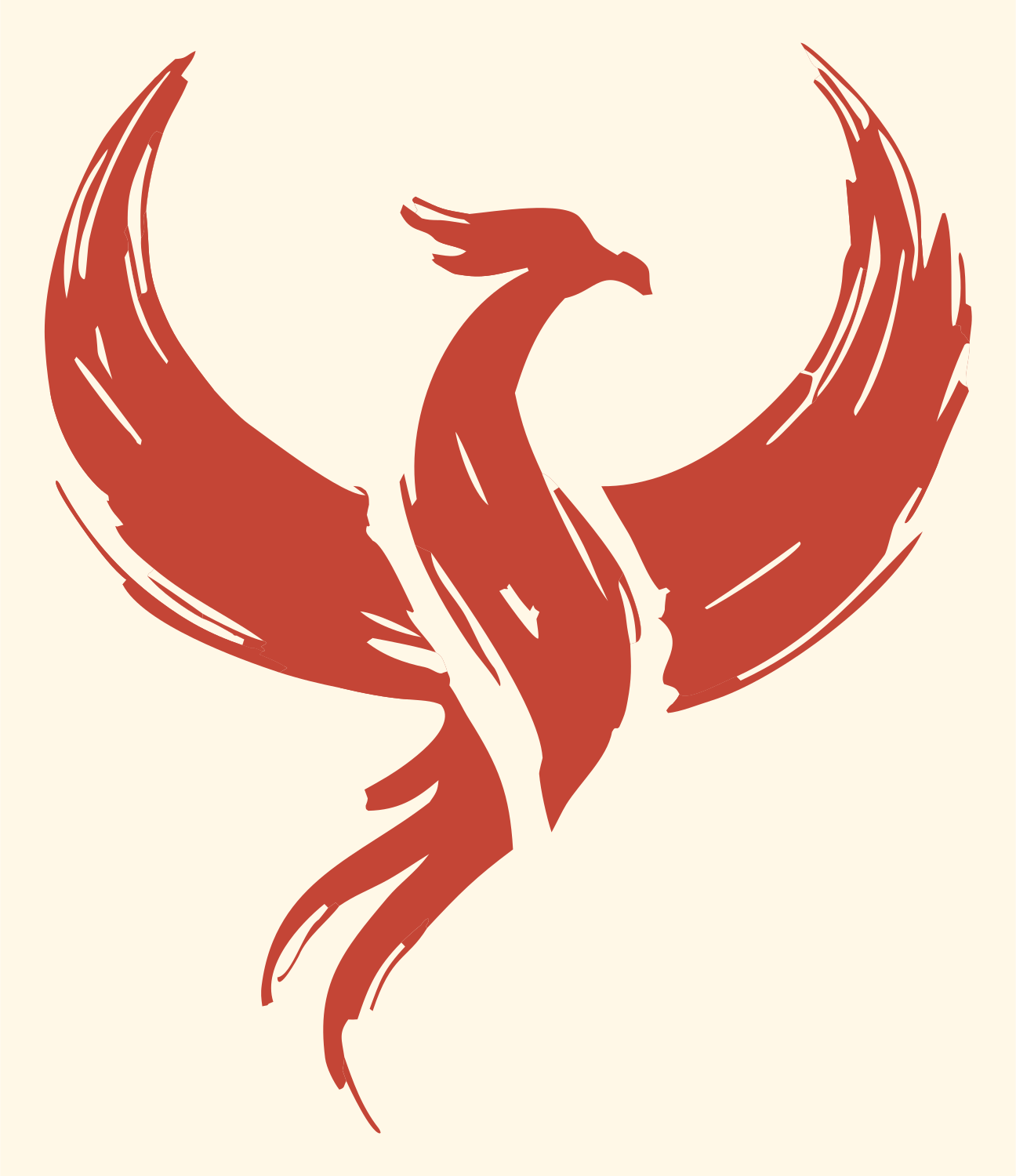 Hand-Drawn Phoenix Ascent Mark #fff8e7/#c44536
