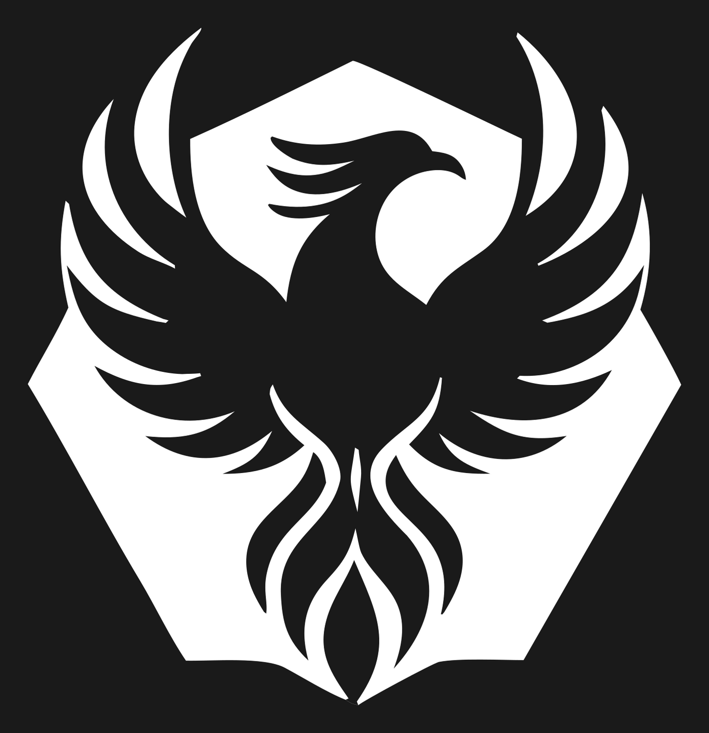 Negative Space Phoenix Hexagon Badge #1a1a1a/#ffffff