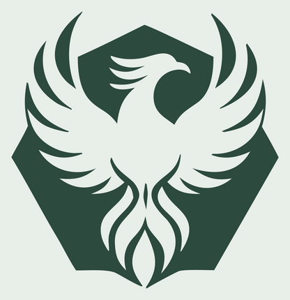 Negative Space Phoenix Hexagon Badge #e8efe9/#2d4a3e
