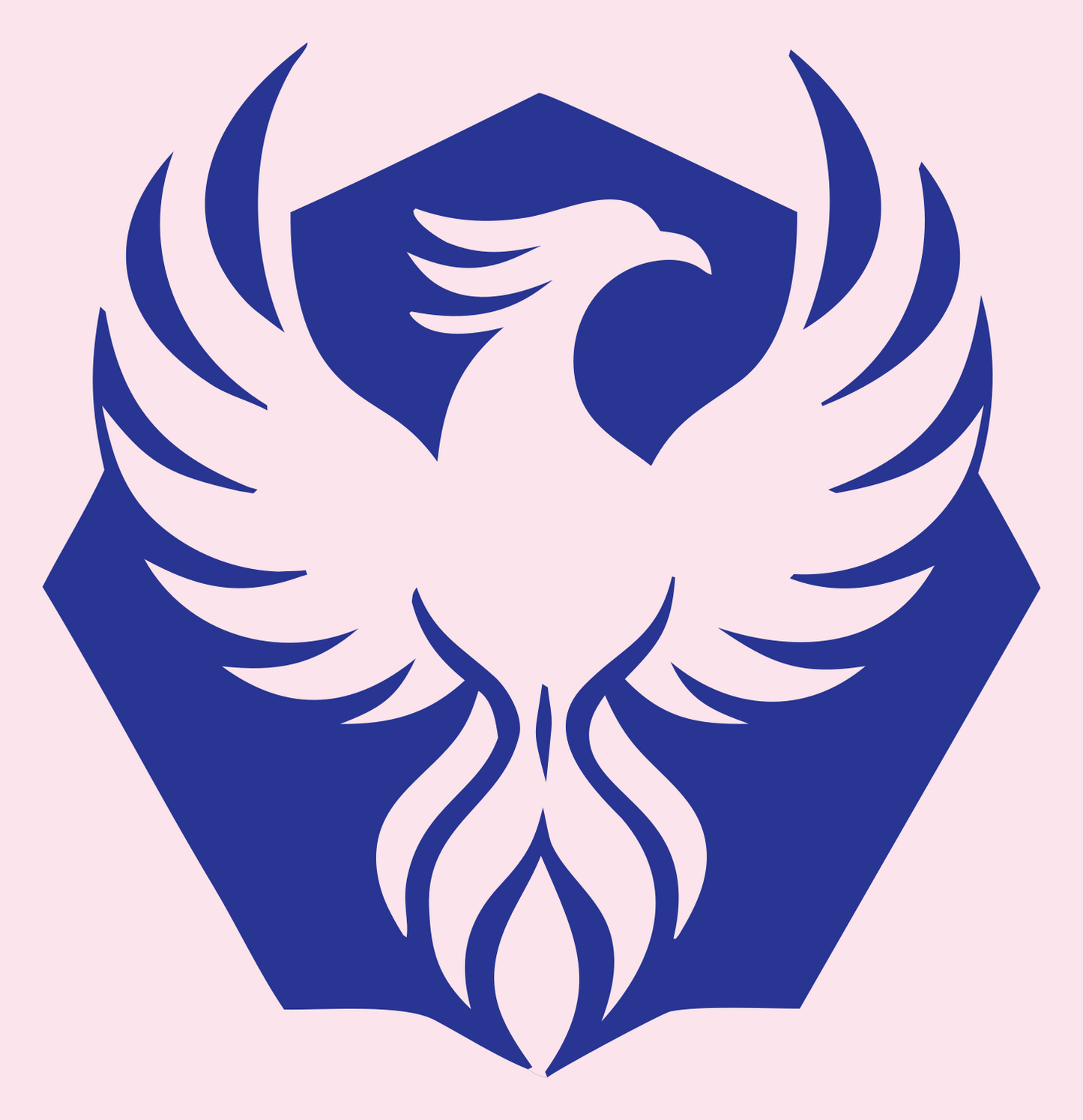 Negative Space Phoenix Hexagon Badge #fce4ec/#283593