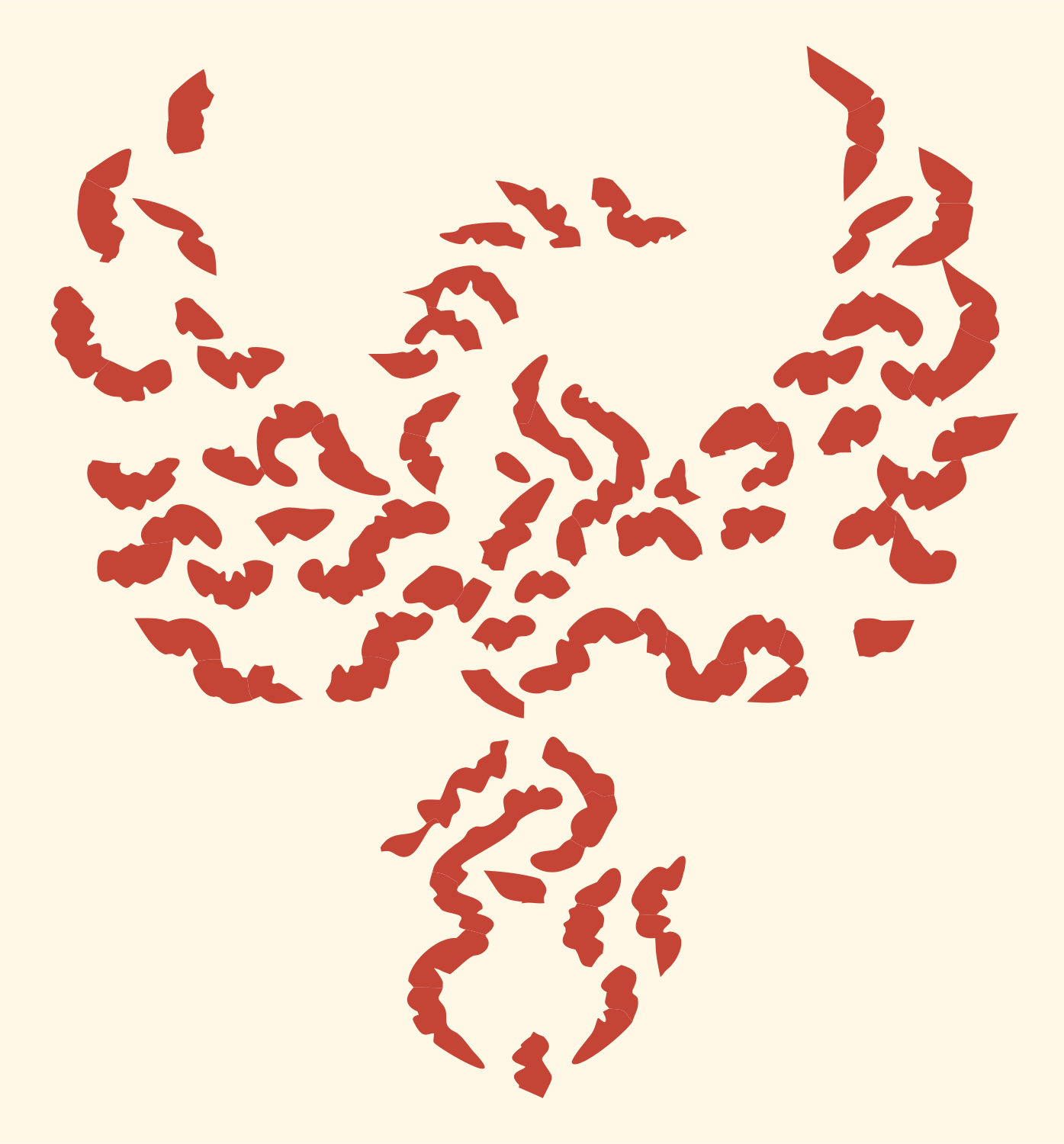 Bat Swarm Phoenix Mark #fff8e7/#c44536