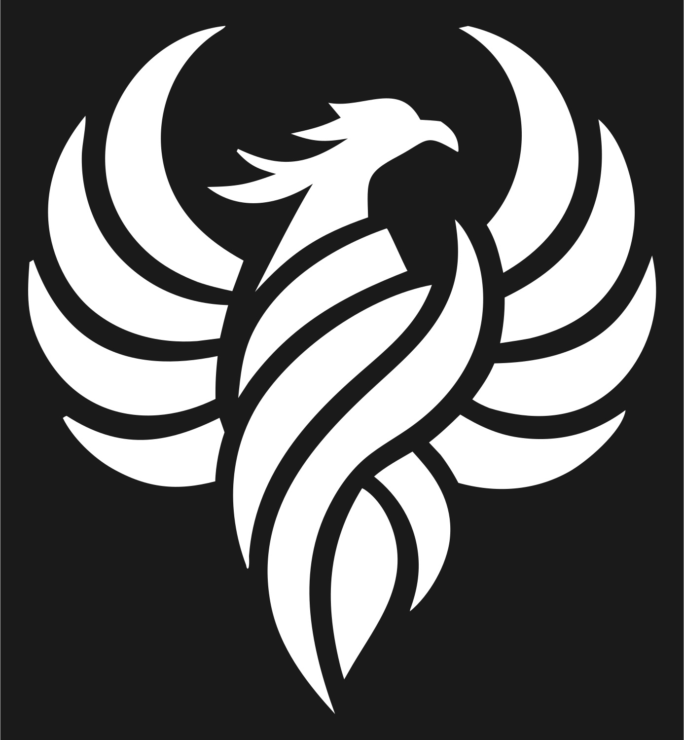 Negative Space Phoenix Wings Mark #1a1a1a/#ffffff