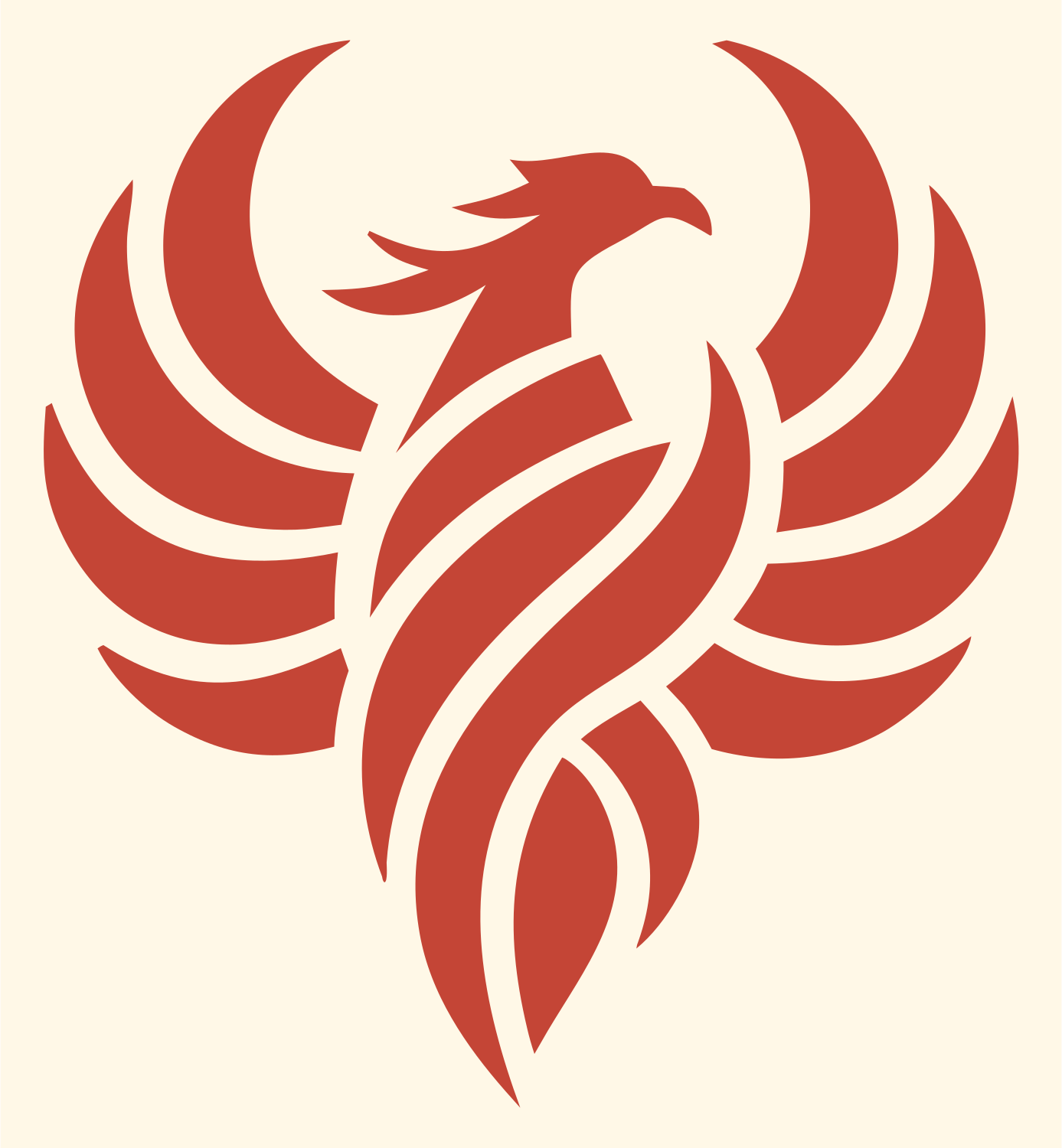 Negative Space Phoenix Wings Mark #fff8e7/#c44536
