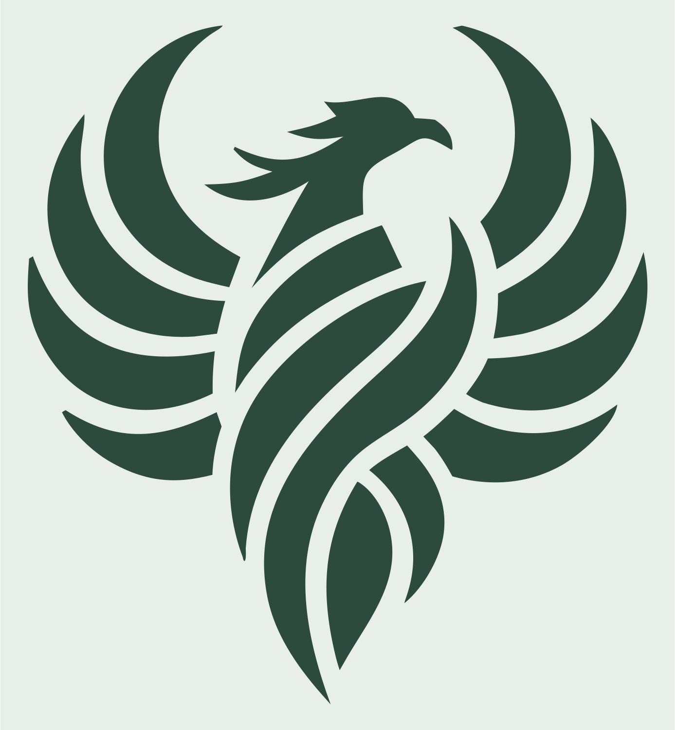 Negative Space Phoenix Wings Mark #e8efe9/#2d4a3e