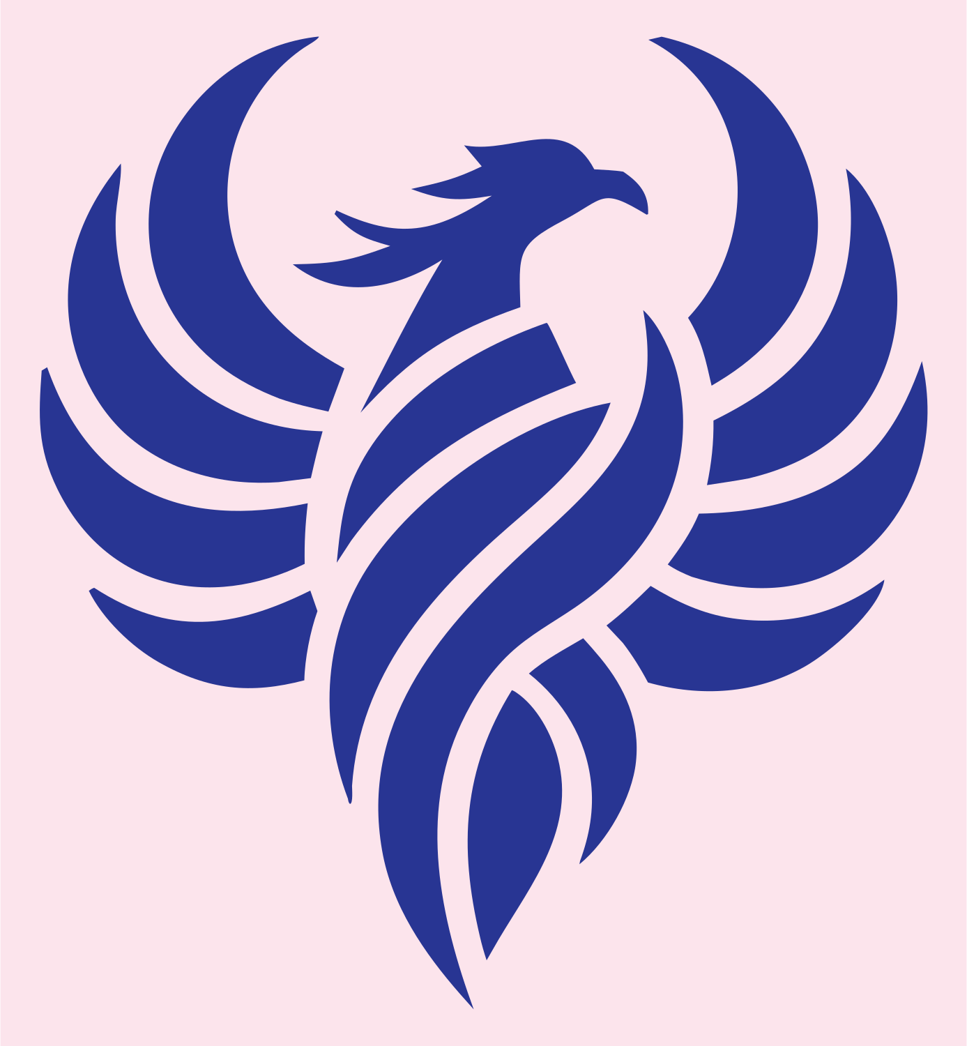 Negative Space Phoenix Wings Mark #fce4ec/#283593