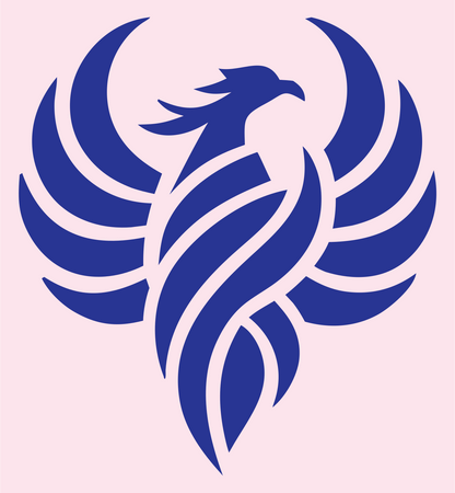 Negative Space Phoenix Wings Mark #fce4ec/#283593