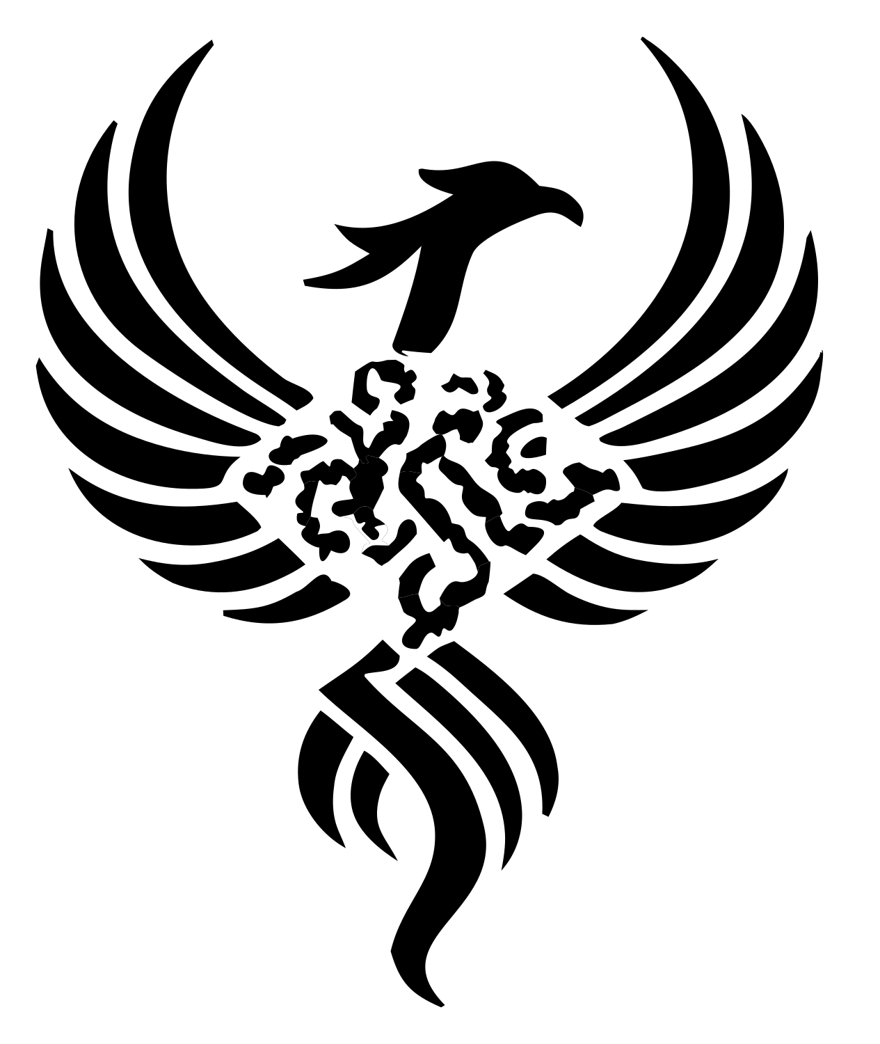 Tribal Phoenix Spread Eagle Crest #ffffff/#000000