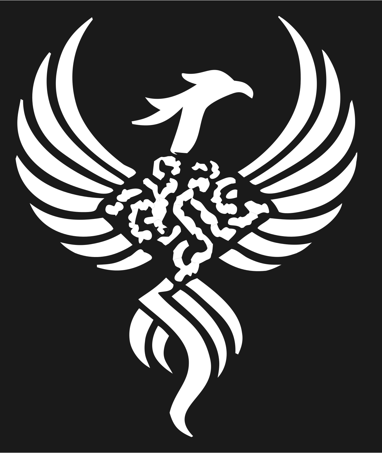 Tribal Phoenix Spread Eagle Crest #1a1a1a/#ffffff