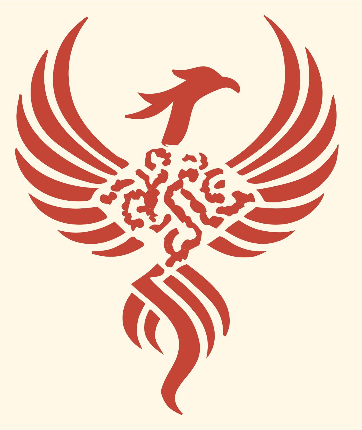 Tribal Phoenix Spread Eagle Crest #fff8e7/#c44536