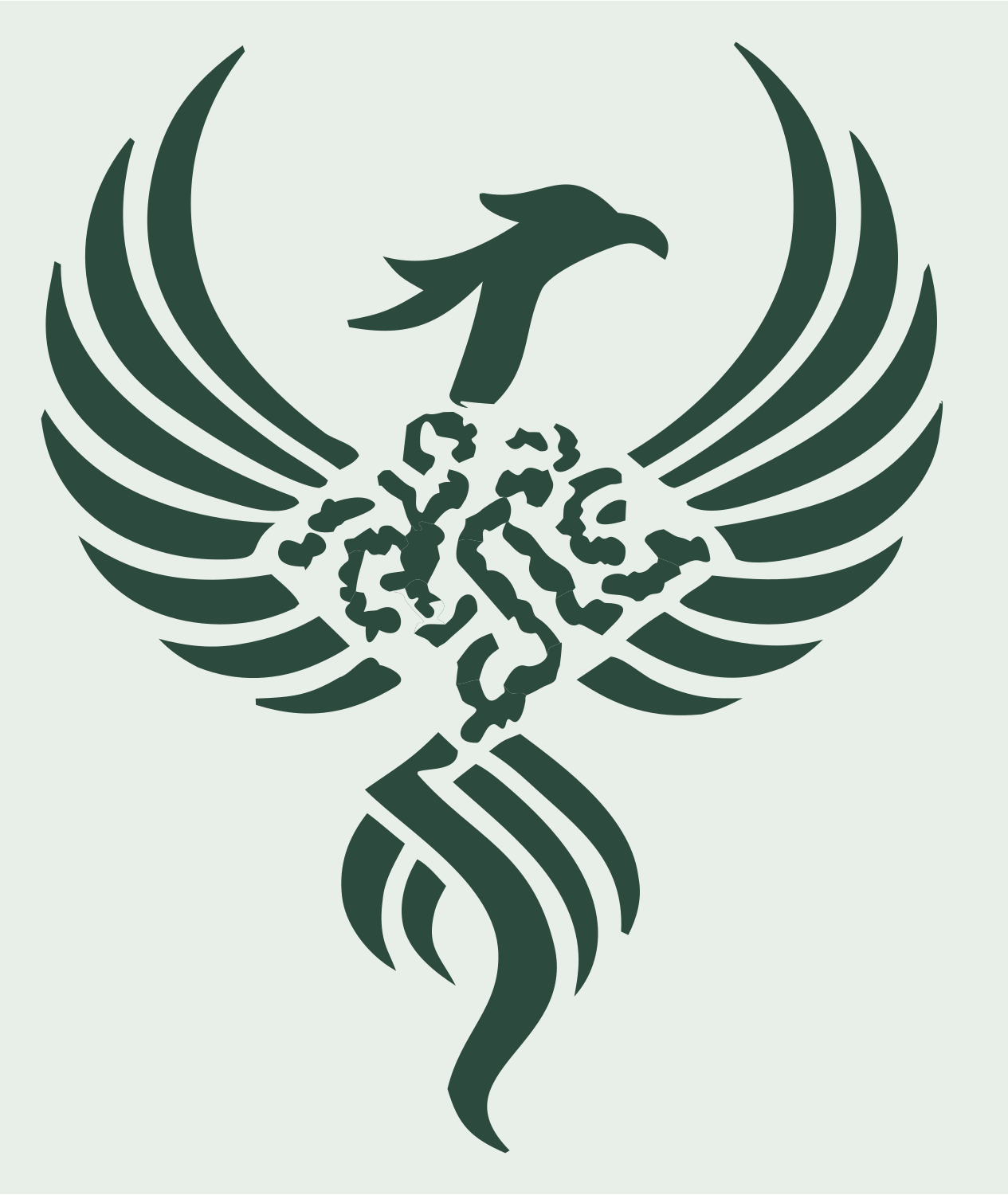 Tribal Phoenix Spread Eagle Crest #e8efe9/#2d4a3e
