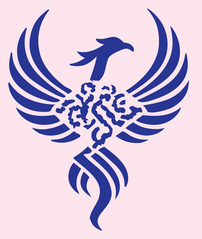 Tribal Phoenix Spread Eagle Crest #fce4ec/#283593