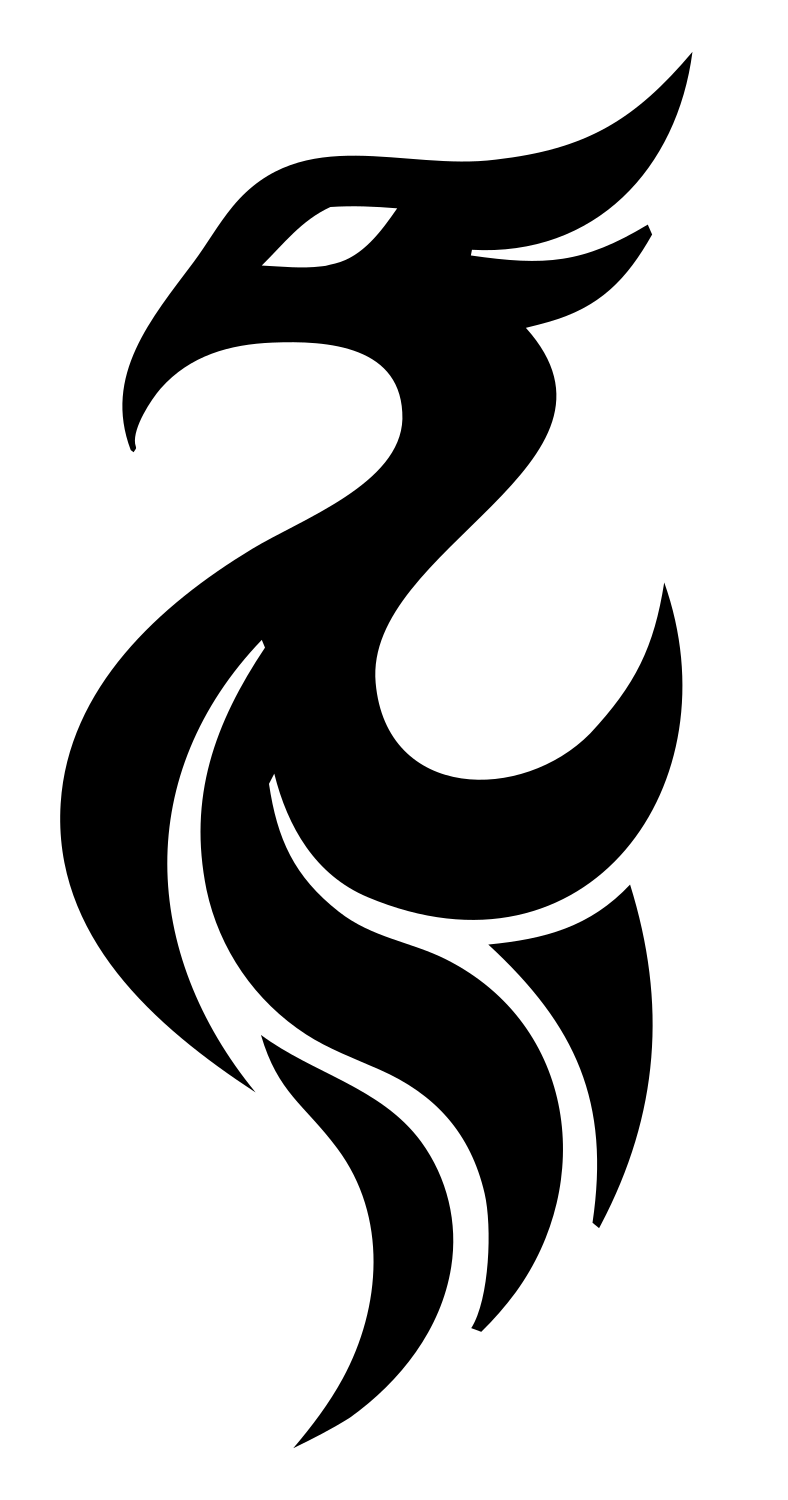Negative Space Phoenix Tail Logo #ffffff/#000000