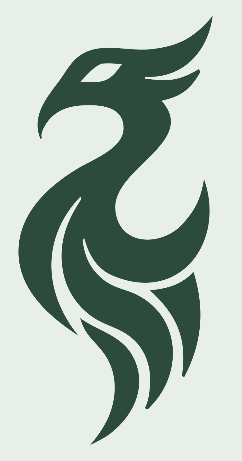 Negative Space Phoenix Tail Logo #e8efe9/#2d4a3e