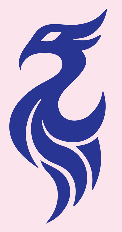 Negative Space Phoenix Tail Logo #fce4ec/#283593