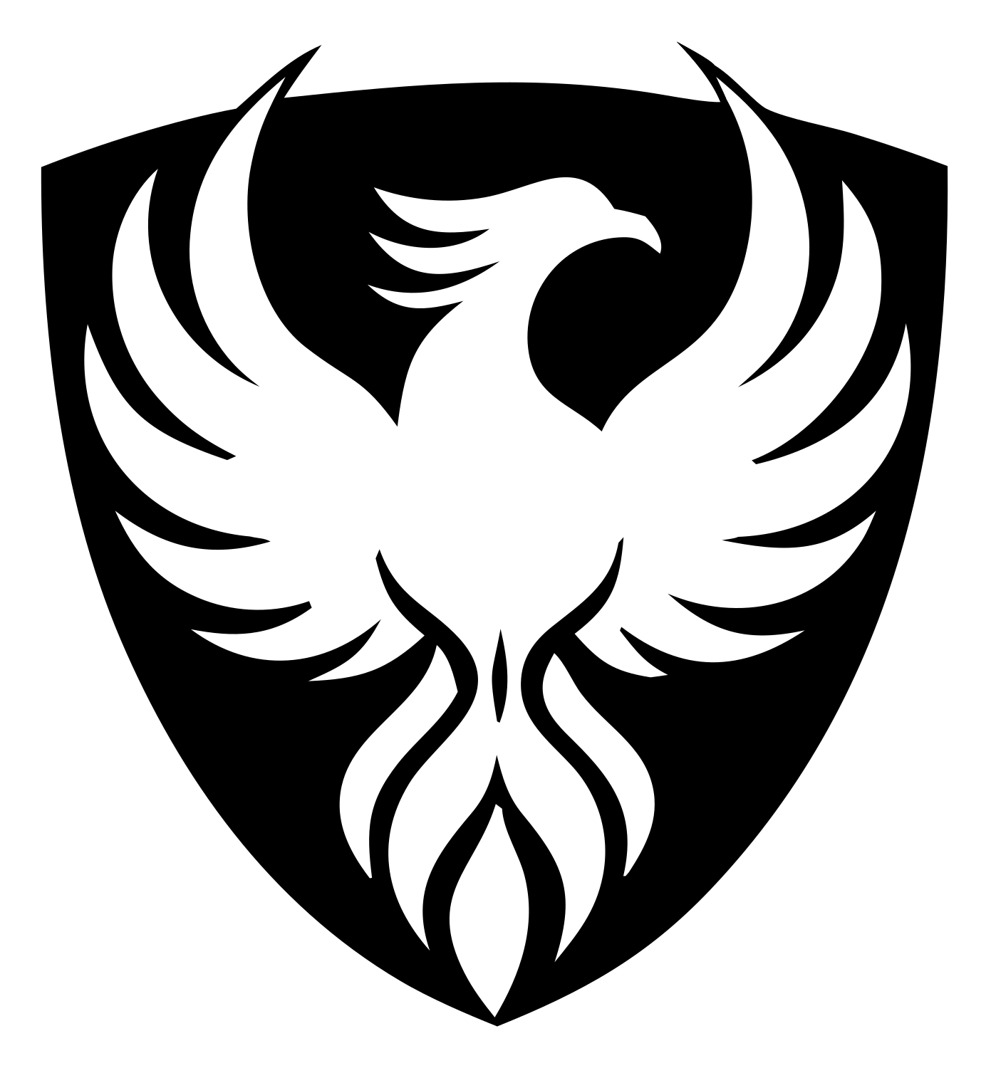 Phoenix Shield Heraldic Crest #ffffff/#000000