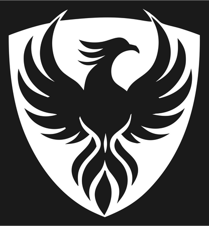 Phoenix Shield Heraldic Crest #1a1a1a/#ffffff