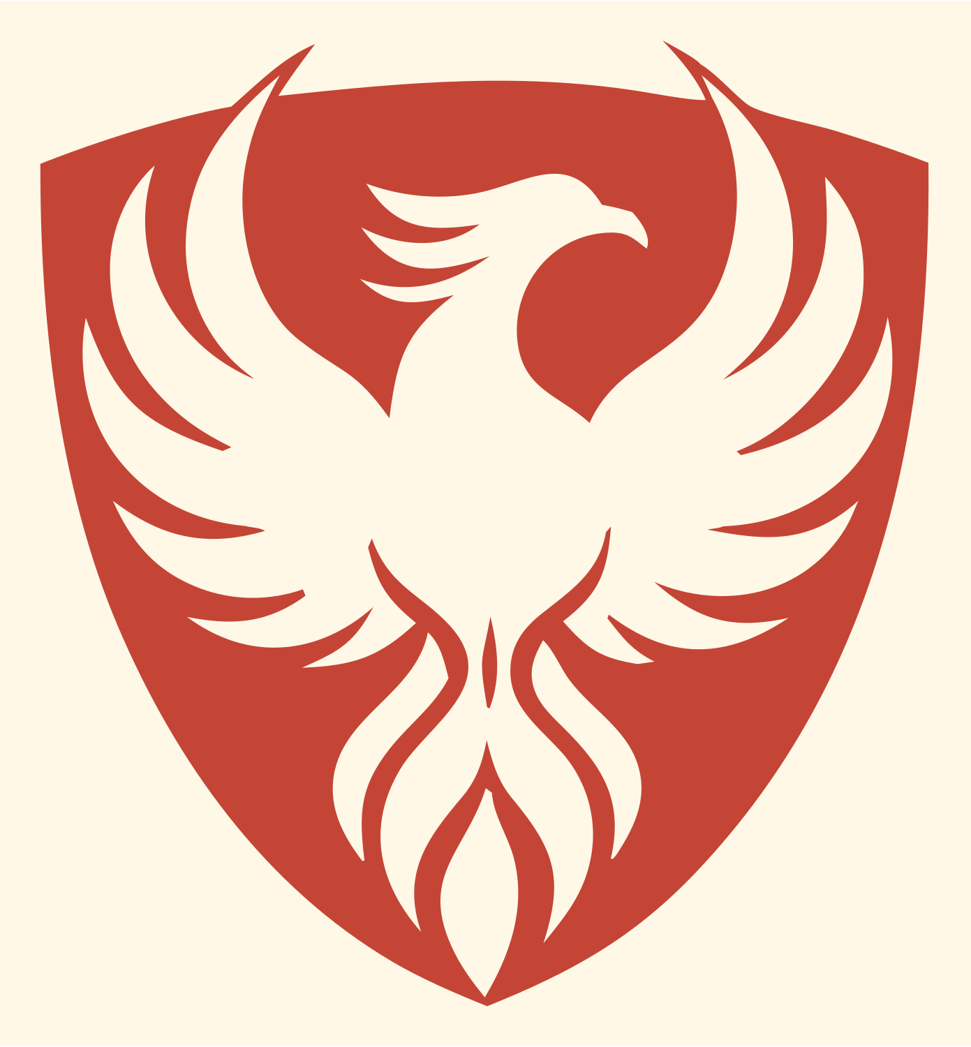 Phoenix Shield Heraldic Crest #fff8e7/#c44536