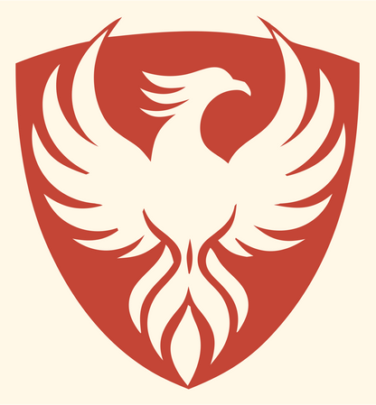 Phoenix Shield Heraldic Crest #fff8e7/#c44536