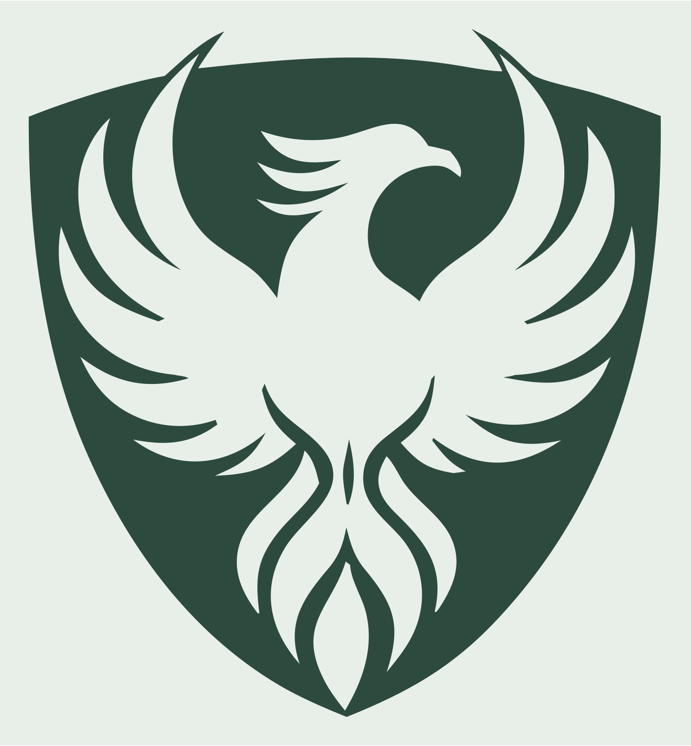 Phoenix Shield Heraldic Crest #e8efe9/#2d4a3e