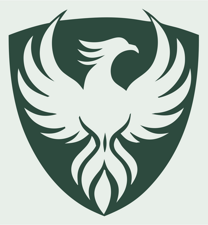 Phoenix Shield Heraldic Crest #e8efe9/#2d4a3e