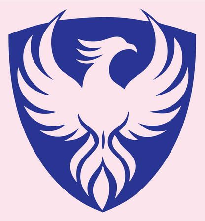 Phoenix Shield Heraldic Crest #fce4ec/#283593