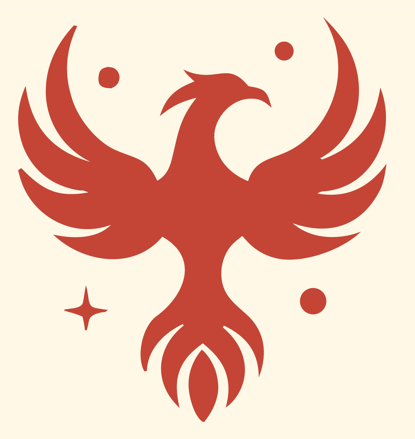 Negative Space Phoenix Star Mark #fff8e7/#c44536