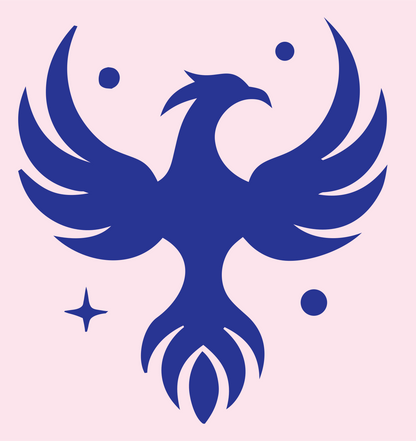 Negative Space Phoenix Star Mark #fce4ec/#283593
