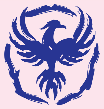 Brushstroke Phoenix Talon Badge #fce4ec/#283593