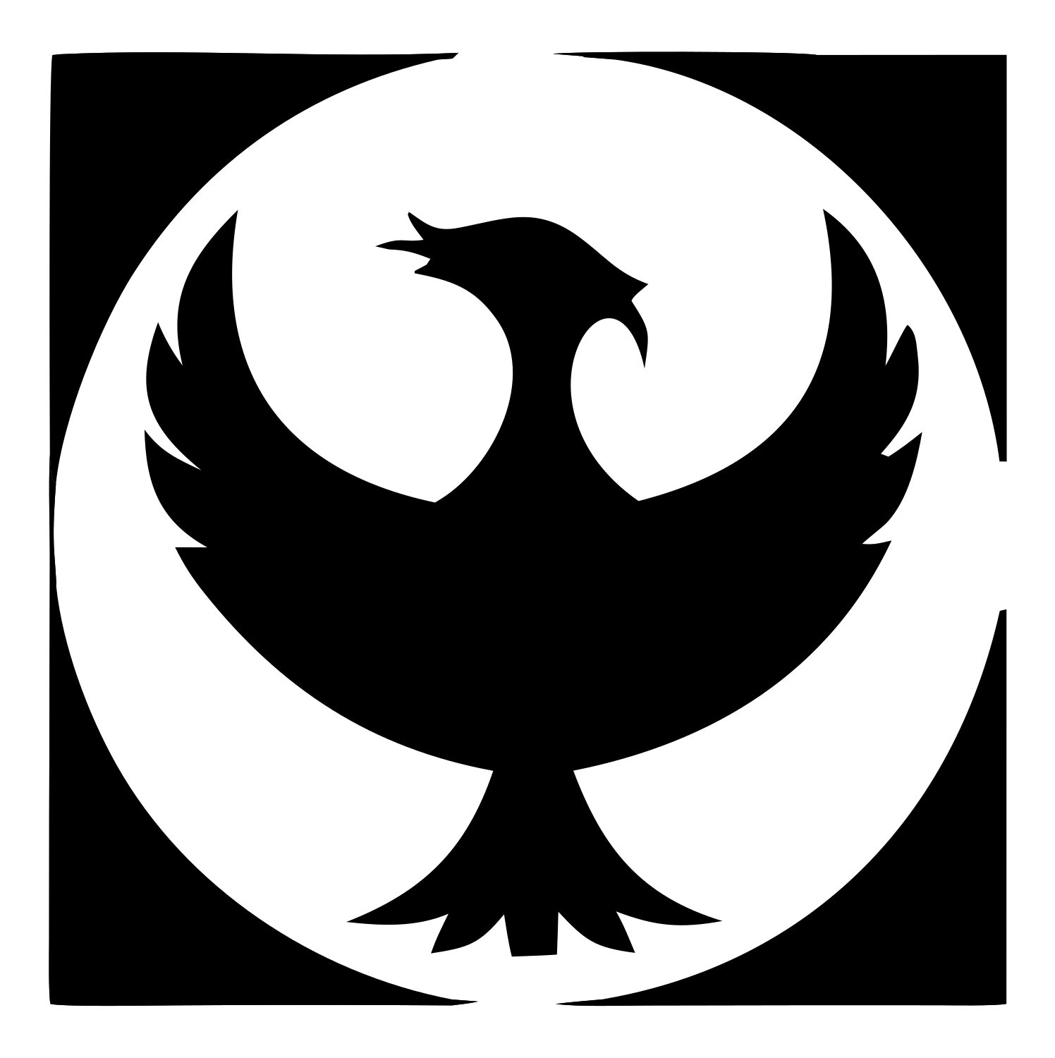 Bold Phoenix Circle Emblem #ffffff/#000000