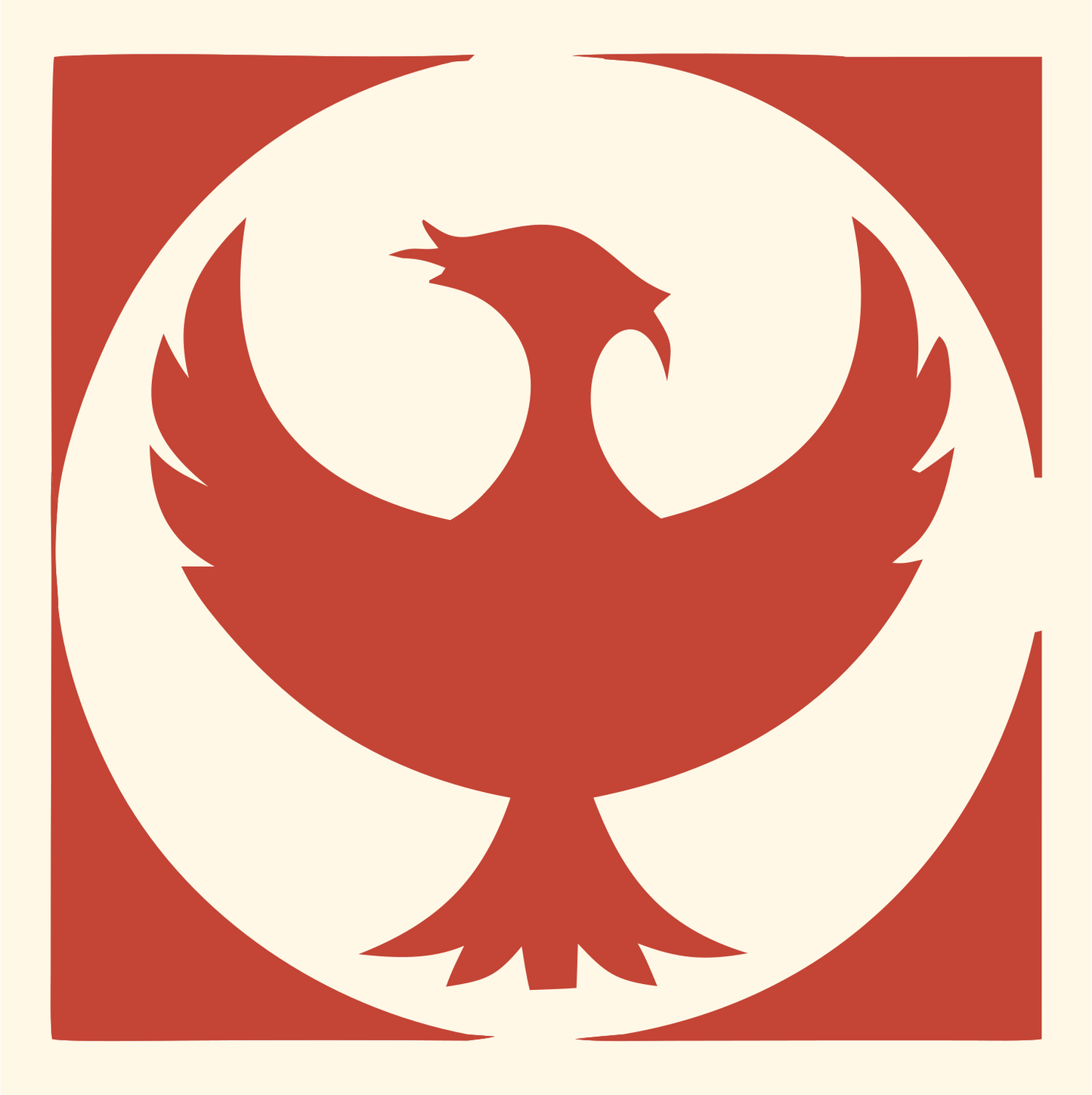 Bold Phoenix Circle Emblem #fff8e7/#c44536