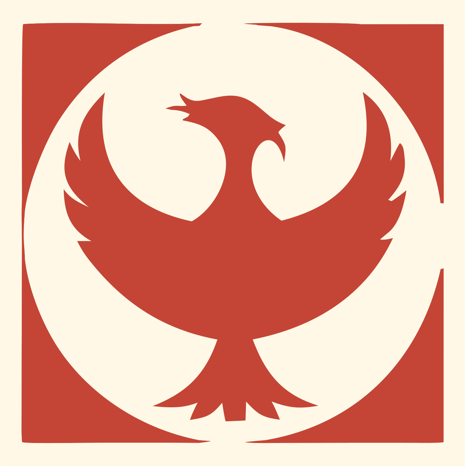 Bold Phoenix Circle Emblem #fff8e7/#c44536