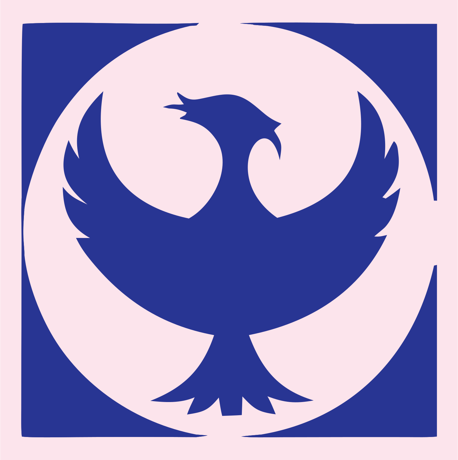 Bold Phoenix Circle Emblem #fce4ec/#283593