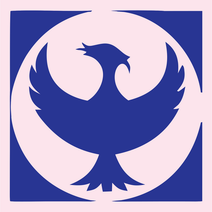 Bold Phoenix Circle Emblem #fce4ec/#283593