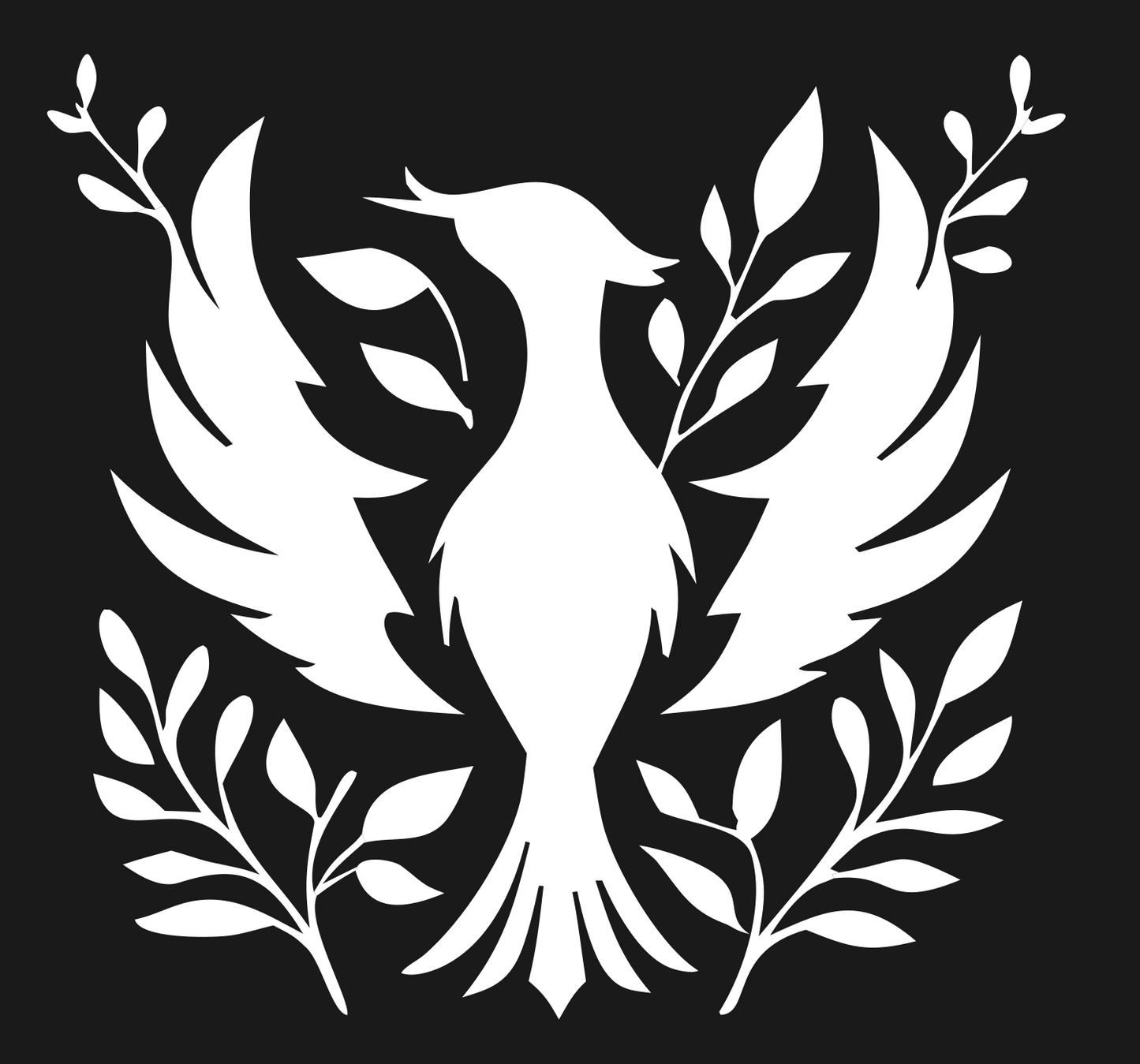 Phoenix Leafy Branch Badge #1a1a1a/#ffffff