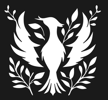 Phoenix Leafy Branch Badge #1a1a1a/#ffffff