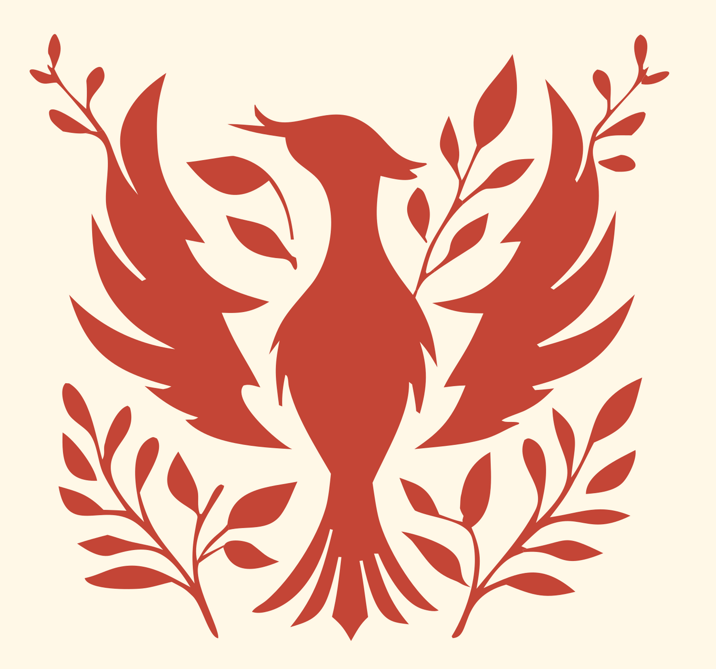 Phoenix Leafy Branch Badge #fff8e7/#c44536