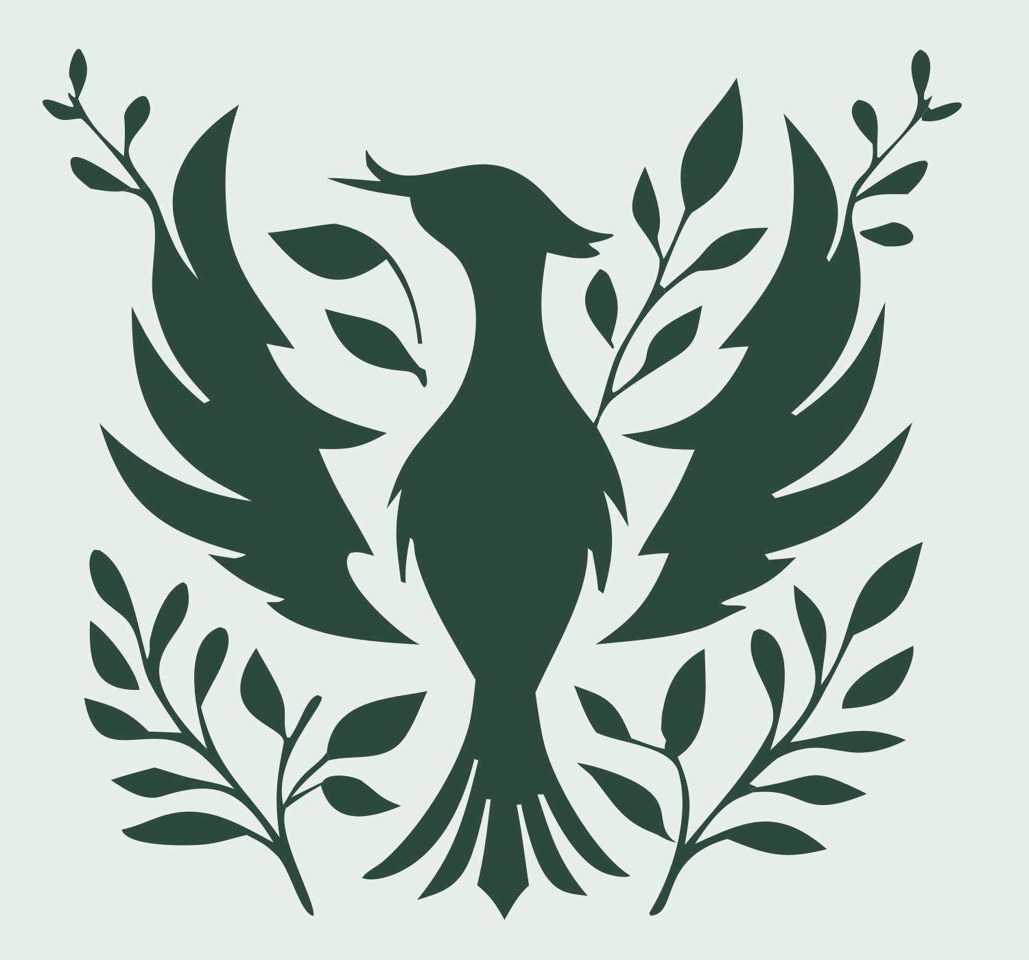 Phoenix Leafy Branch Badge #e8efe9/#2d4a3e