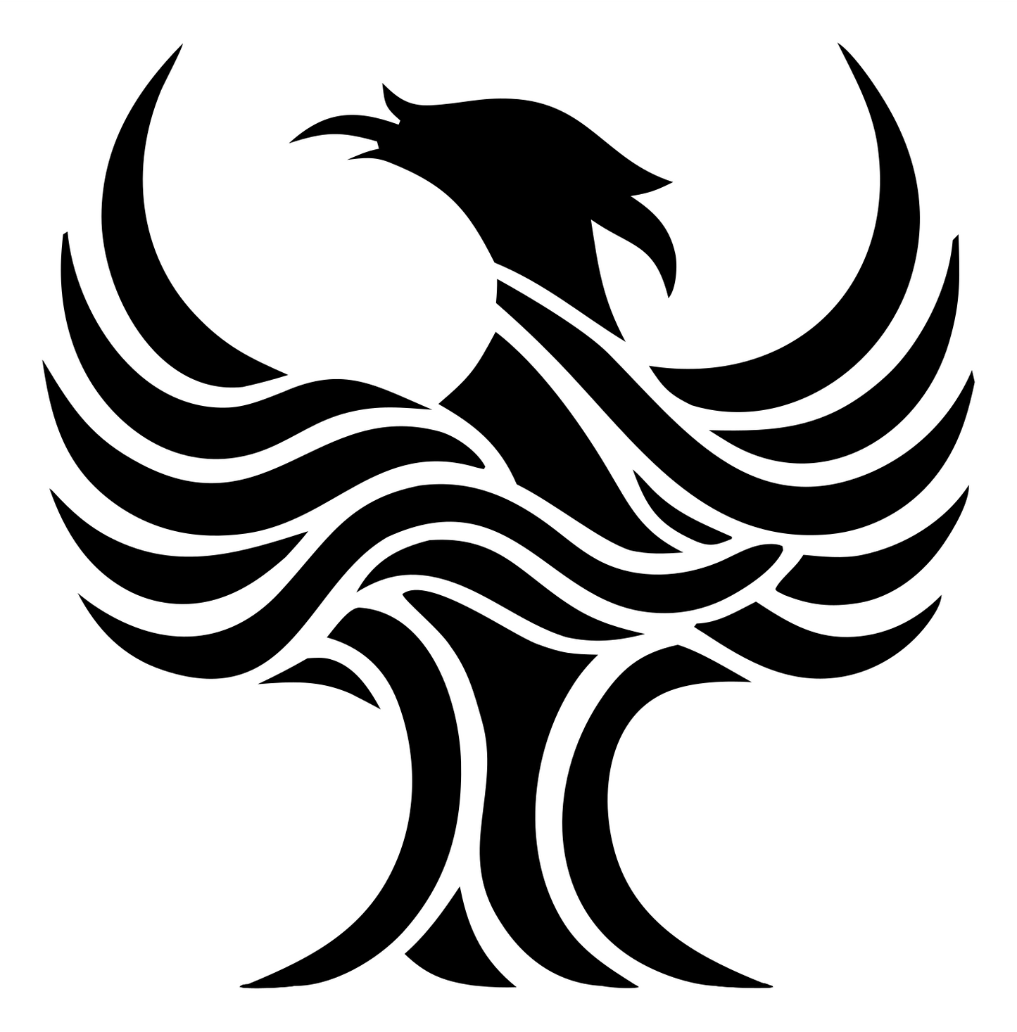 Tribal Phoenix Wave Emblem #ffffff/#000000