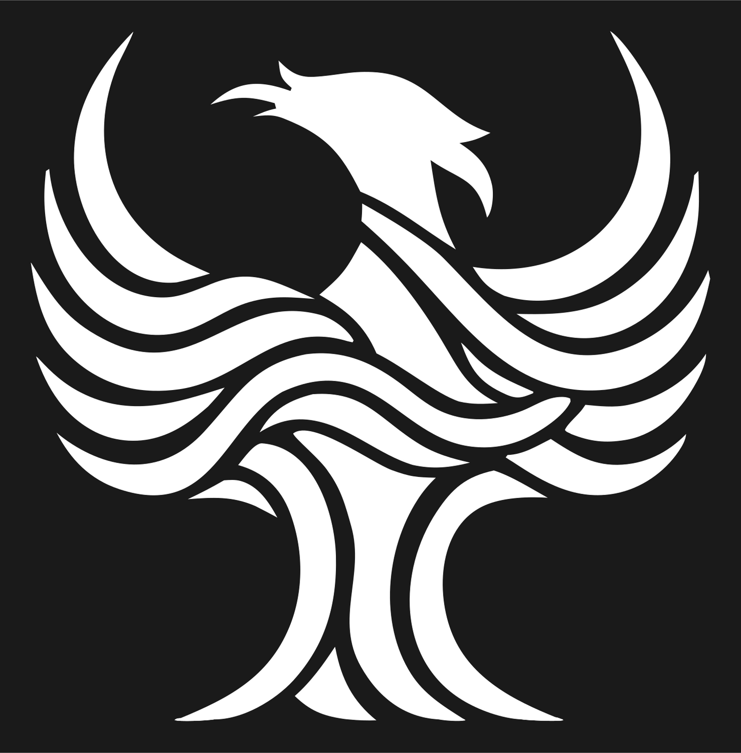 Tribal Phoenix Wave Emblem #1a1a1a/#ffffff