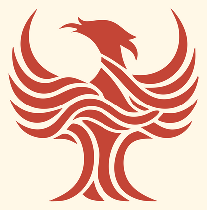 Tribal Phoenix Wave Emblem #fff8e7/#c44536
