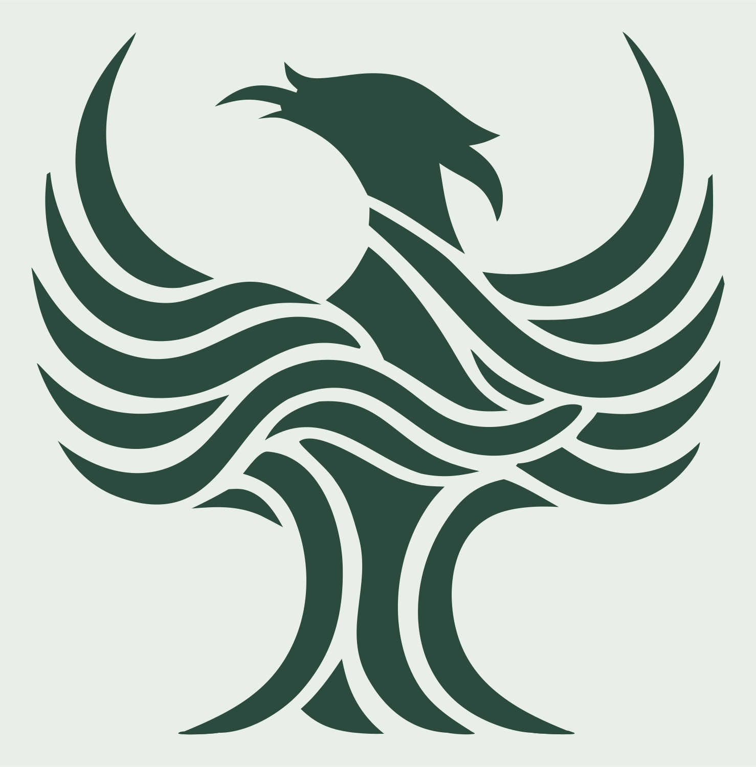 Tribal Phoenix Wave Emblem #e8efe9/#2d4a3e
