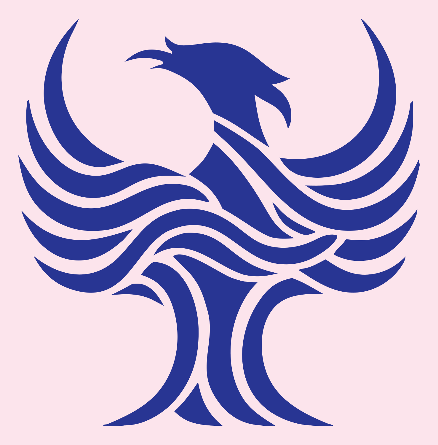 Tribal Phoenix Wave Emblem #fce4ec/#283593